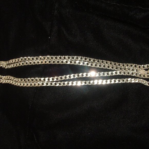 Sterling Silver Curb Link Chain Necklace 30” in Italy Solid - Picture 5 of 8